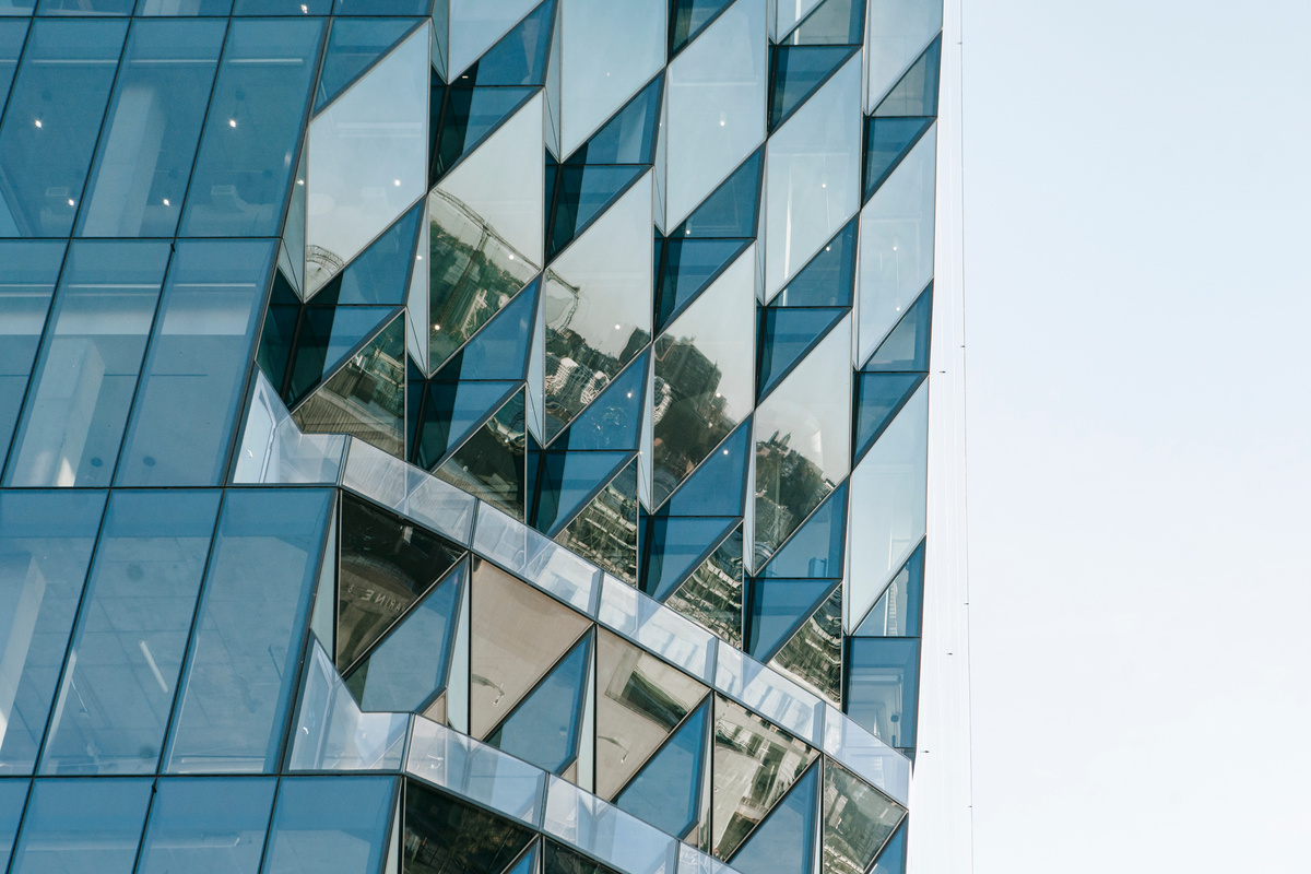 Facade of modern building with glass walls